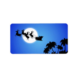 Santa Claus Tropical Christmas Tree Adressaufkleber