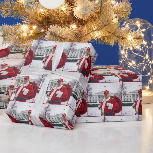Santa Claus Trump mit einem roten Geschenksack Geschenkpapier (Feiertage)