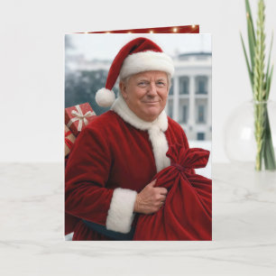 Santa Claus Trump mit einem roten Geschenksack Karte