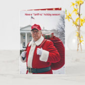 Santa Claus Trump mit einem roten Geschenksack Karte (Gelbe Blume)