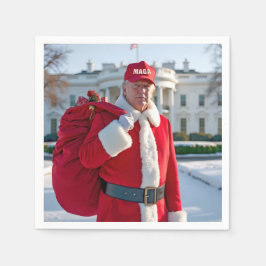 Santa Claus Trump mit einem roten Geschenksack Serviette