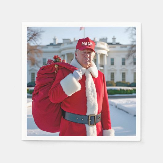 Santa Claus Trump mit einem roten Geschenksack Serviette (Vorderseite)