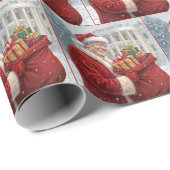 Santa Claus Trump mit Geschenktasche Geschenkpapier (Rolleneckpunkt)