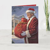 Santa Claus Trump mit Geschenktasche Karte (Vorderseite)
