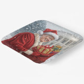 Santa Claus Trump mit Geschenktasche Pappteller (Gewinkelt)