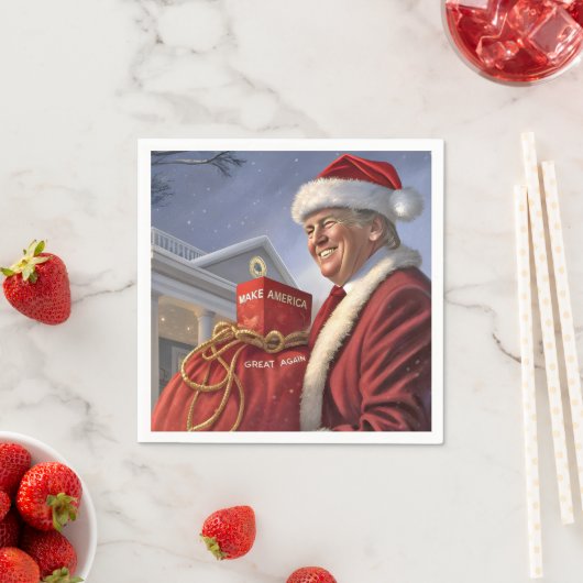Santa Claus Trump mit Geschenktasche Serviette (Beispiel)