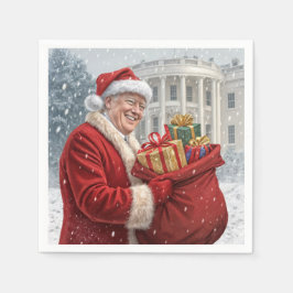 Santa Claus Trump mit Geschenktasche Serviette