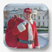 Santa Claus Trump mit MAGA Hat Pappteller (Vorderseite)
