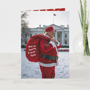 Santa Claus Trump mit rotem Geschenksack Karte
