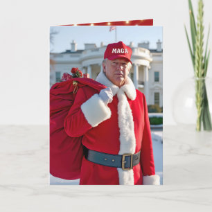 Santa Claus Trump mit rotem Sack Karte