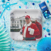 Santa Claus Trump mit rotem Sack Pappteller (Party)