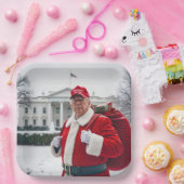 Santa Claus Trump mit rotem Sack Pappteller (Party)