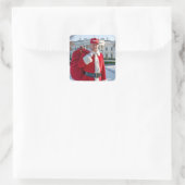 Santa Claus Trump mit rotem Sack Quadratischer Aufkleber (Tasche)