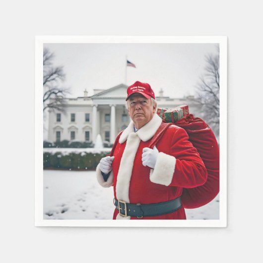 Santa Claus Trump mit rotem Sack Serviette (Vorderseite)