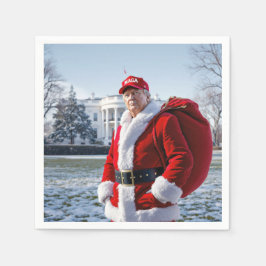 Santa Claus Trump mit rotem Sack Serviette