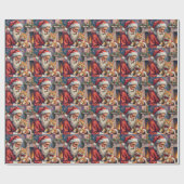 Santa Claus Turkish Angora Cat Christmas Art Geschenkpapier (Flach)