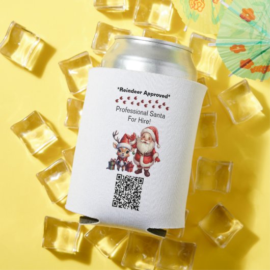 Santa Claus Two Sides Business Card Edit QR Code Dosenkühler (In Situ Sommer)