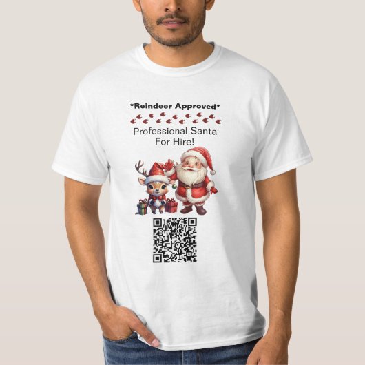 Santa Claus Two Sides Business Card Edit QR Code T-Shirt (Vorderseite)
