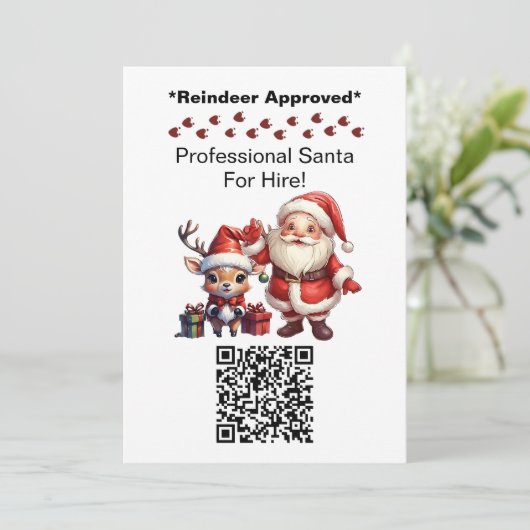 Santa Claus Two Sides Business Card QR Code Einladung (Stehend Vorderseite)