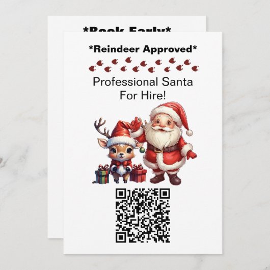 Santa Claus Two Sides Business Card QR Code Einladung (Vorne/Hinten)