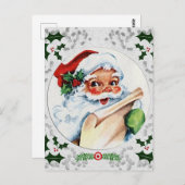 Santa Claus überprüft Liste Snowflake Holframe Postkarte (Vorne/Hinten)