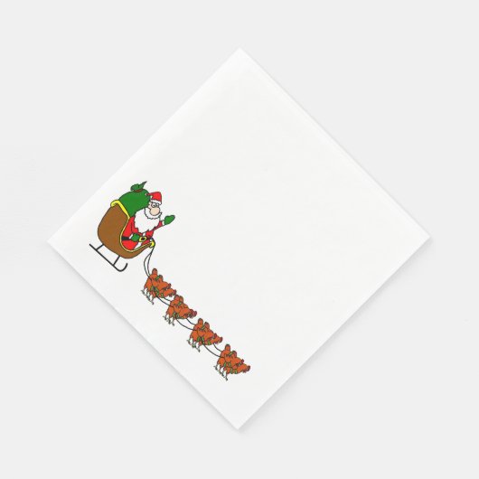 Santa Claus und Chickens Napkin Serviette (Ecke)