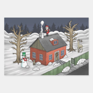 Santa Claus und das kleine rote Haus  Geschenkpapier Set