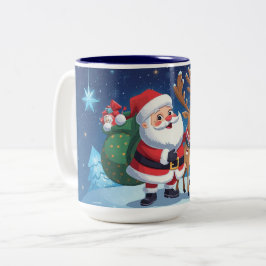 Santa Claus und das Rentier Weihnachten Zweifarbige Tasse