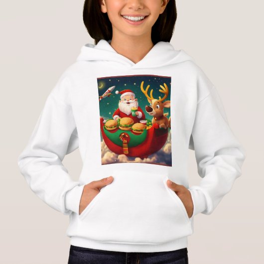 Santa Claus und Elf erfreuen McDonald's Hoodie (Vorderseite)