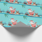 Santa Claus und His Pug Wir haben Surfboard Geschenkpapier (Ecke)