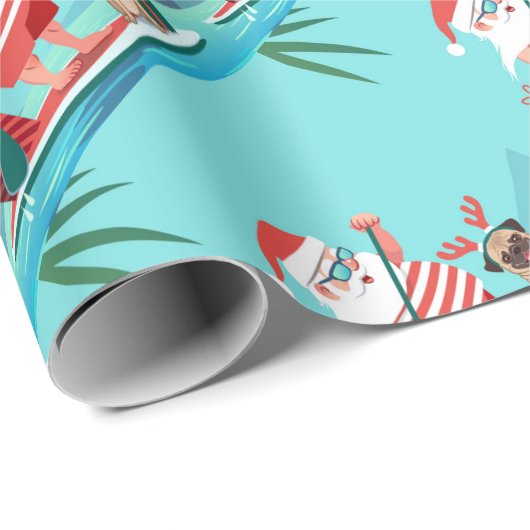 Santa Claus und His Pug Wir haben Surfboard Geschenkpapier (Rolleneckpunkt)