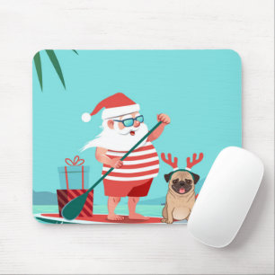 Santa Claus und His Pug Wir haben Surfboard Mousepad