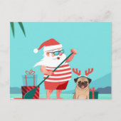 Santa Claus und His Pug Wir haben Surfboard Postkarte (Vorderseite)