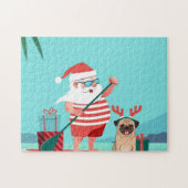 Santa Claus und His Pug Wir haben Surfboard Puzzle (Horizontal)