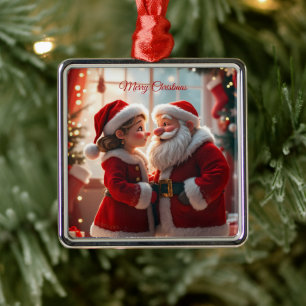 Santa Claus und Mrs. Claus feiern X-Mas, Spaß Ornament Aus Metall