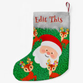 Santa Claus und Reindeer niedlicher personalisiert Kleiner Weihnachtsstrumpf (Rückseite)
