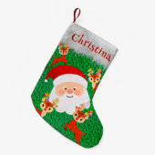 Santa Claus und Reindeer niedlicher personalisiert Kleiner Weihnachtsstrumpf (Vorderansicht (hängend))