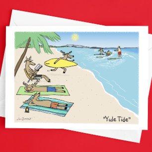 Santa Claus und Rentier Strandurlaub Weihnachten
