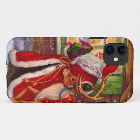 Santa Claus und Rudolph Case-Mate iPhone Hülle (Rückseite (Horizontal))