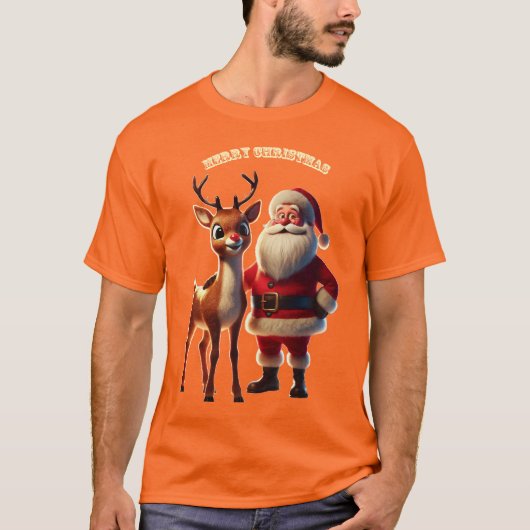 Santa Claus und Rudolph der Rotnasen-Rentier URM T-Shirt (Vorderseite)