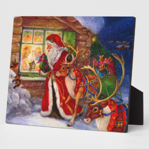 Santa Claus und Rudolph Fotoplatte