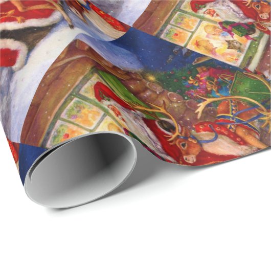 Santa Claus und Rudolph Geschenkpapier (Rolleneckpunkt)