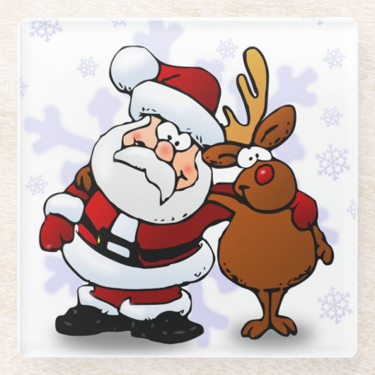 SANTA CLAUS UND RUDOLPH GLASUNTERSETZER (Vorderseite)