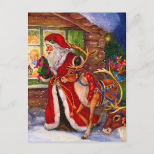 Santa Claus und Rudolph Postkarte