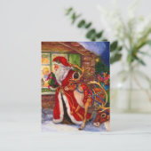 Santa Claus und Rudolph Postkarte (Stehend Vorderseite)
