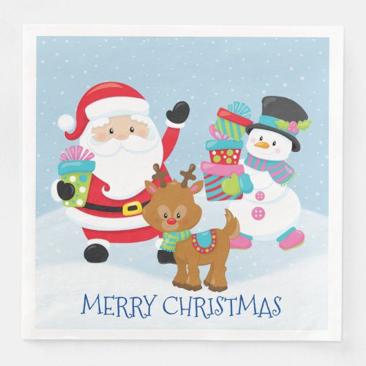 Santa Claus und seine Freunde Papier Napkins Serviette (Vorderseite)