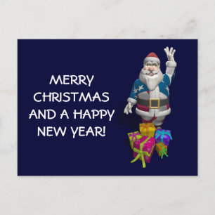 Santa Claus US Flag Jacket Feiertagspostkarte