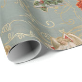 Santa Claus Vintag Angel Weihnachtsschrift Geschenkpapier (Rolleneckpunkt)