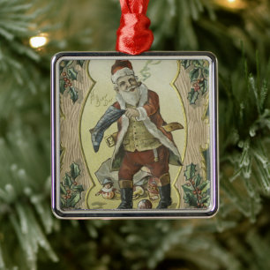 Santa Claus Vintag Illustration Ornament Aus Metall