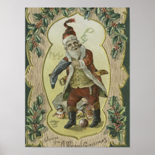Santa Claus Vintag Illustration Poster